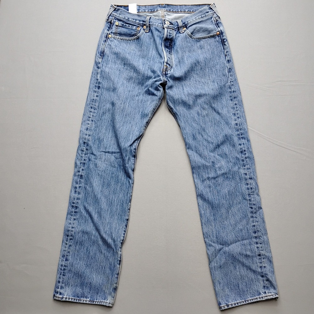 Levi 501 Original Fit Jeans Medium Wash Blue Denim 33X32 00501-0193 Mens